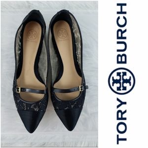 Tory Burch Black Sutton Pointed-Toe Flat